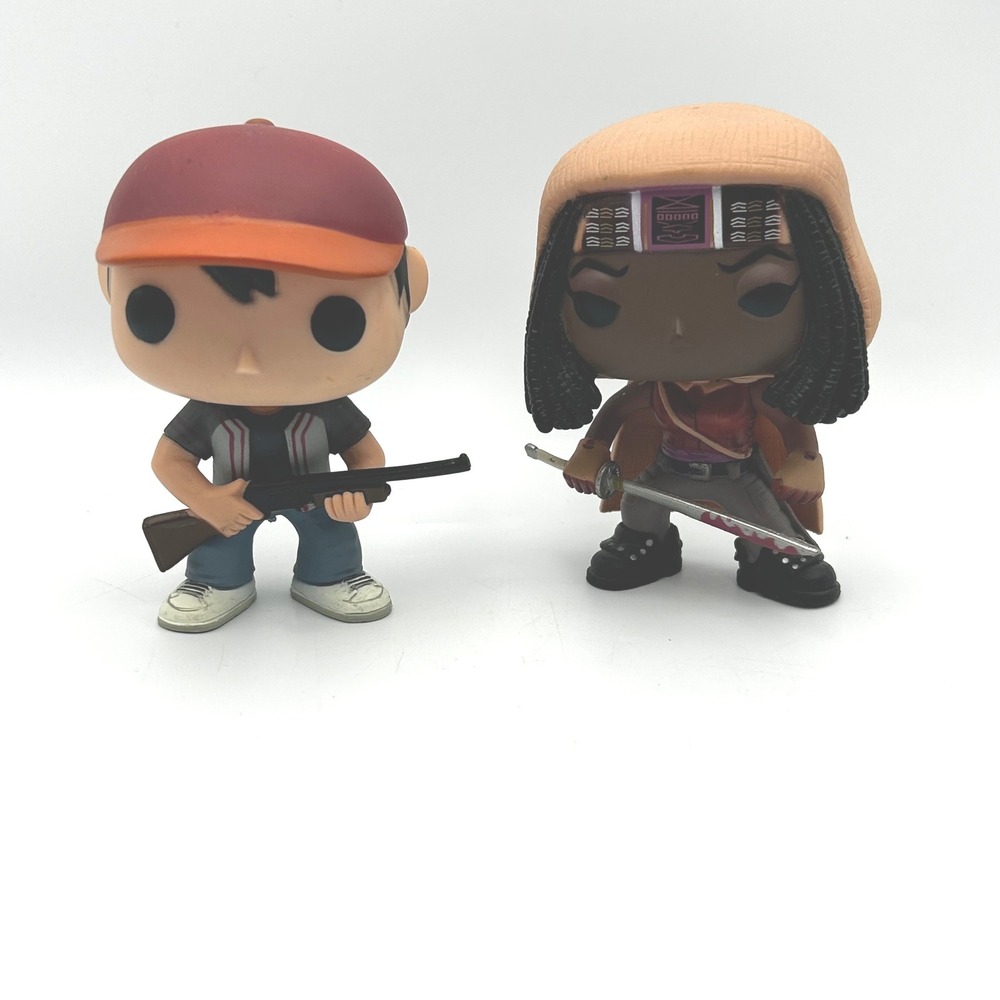 Funko Pop The Walking Dead Glenn 2012 Michonne 2013 Figures EUC Set of 2
